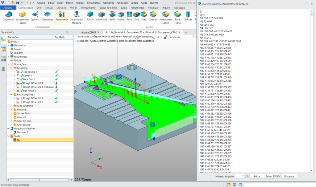 Interface CAM com programa NC pós-processado - ZWSoft