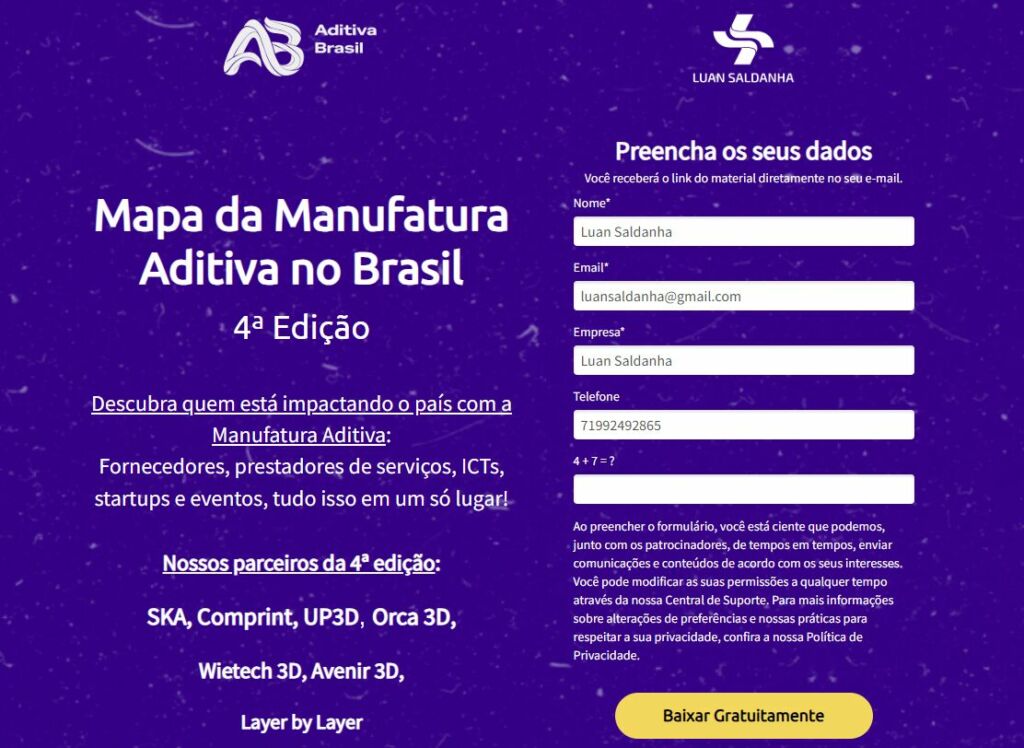Acesse gratuitamente a 4a Edição do Mapa da Manufatura Aditiva no Brasil.